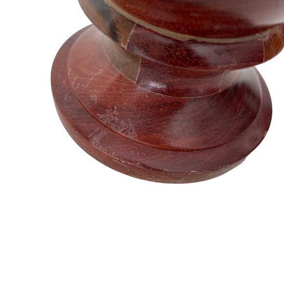 Wood Vase 8.5" Tall Hand Turned Solid Wood Inlay Cabincore Boho Natural - Picture 10 of 10